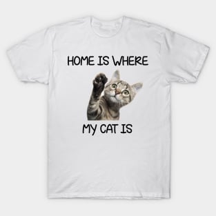 Home Is Where My Cat Is Cat Lover T-Shirt